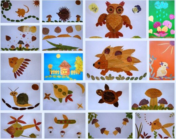 Applications made of colored paper for children, printable templates, autumn, spring themes