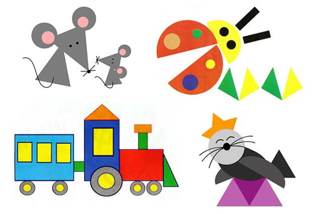 Аппликация из геометрических фигур: в в детском саду и мастер класс для дошкольников