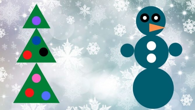 Christmas tree and snowman made of figures