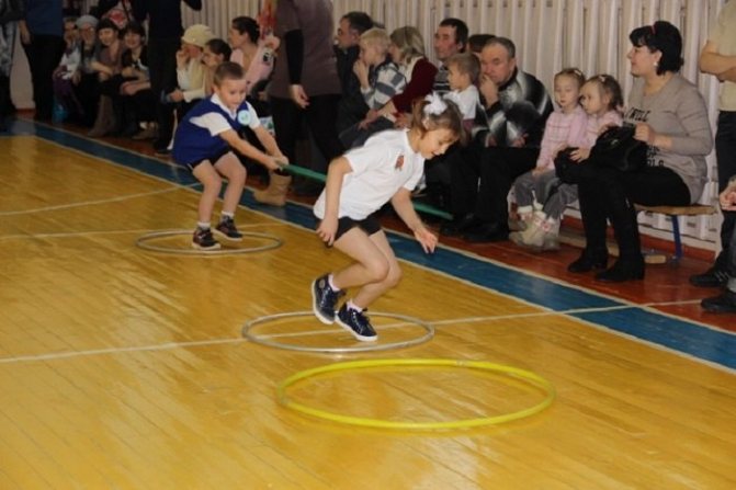 Relay race for children in kindergarten