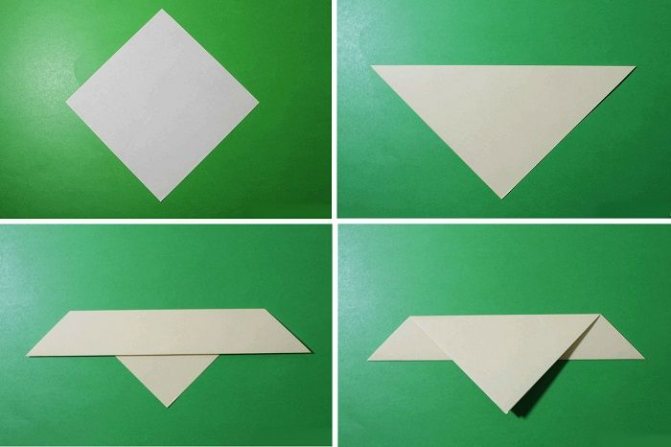 Origami dove: folding stages 1-4