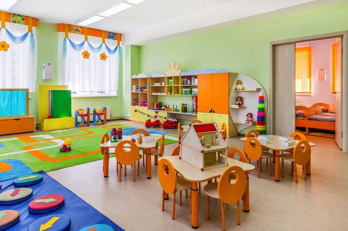 Interior of a group room in a kindergarten