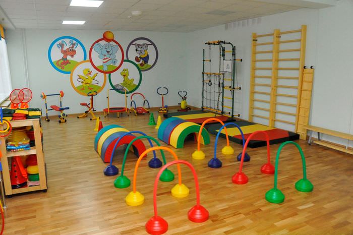 Interior of a gym in a kindergarten