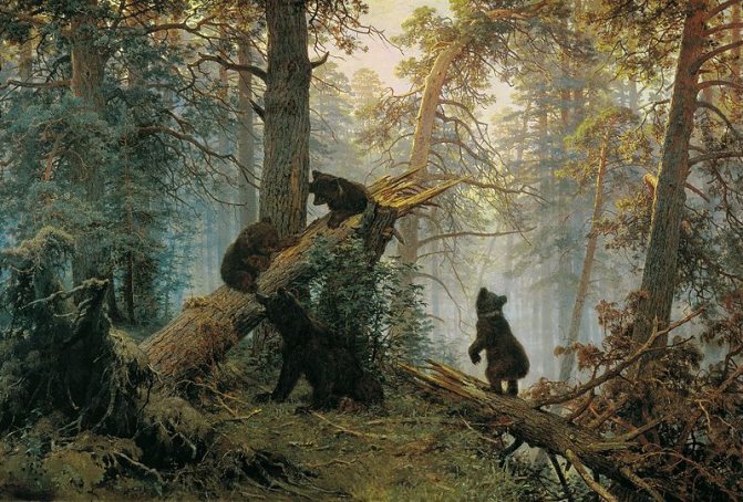 Painting by I. Shishkin and K. Savitsky “Morning in a pine forest.” 1889 