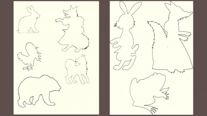 Outline images of fairy tale heroes