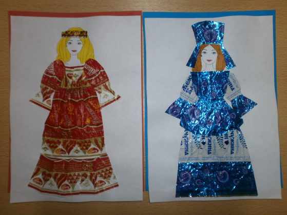 dolls in dresses made of candy wrappers