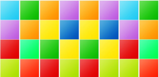 Squares of different colors