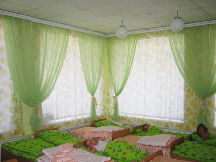 Light translucent green curtains