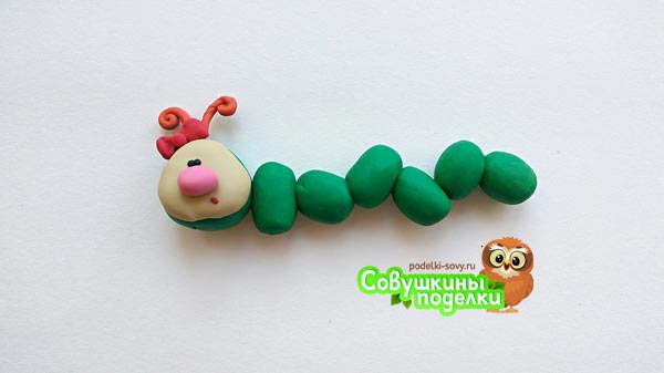 making a caterpillar from plasticine