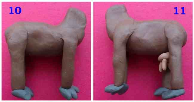 We sculpt the cow Zorka from plasticine, step 10, 11