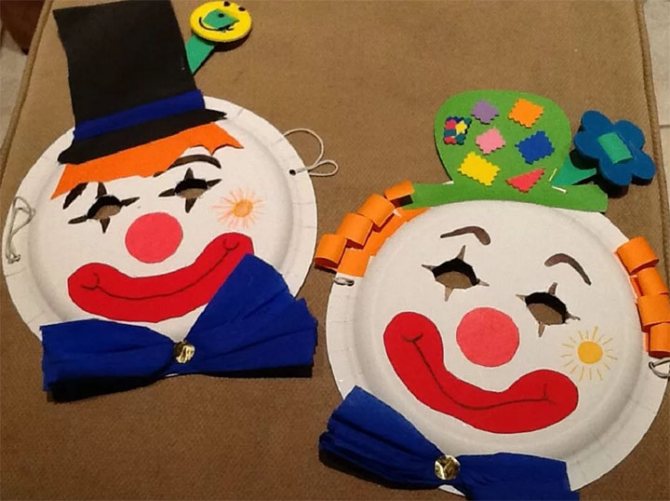 Masks for children in the form of a clown