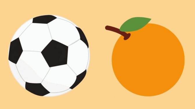 Мяч и апельсин