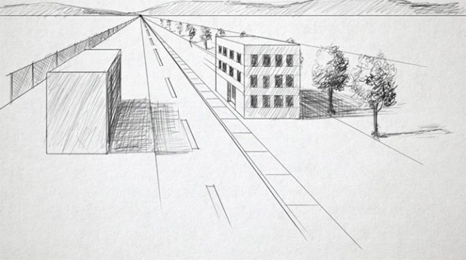 The photo shows - Pencil drawing for beginners, fig. Perspective 
