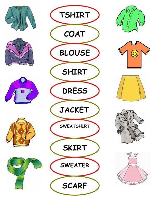 одежда на английском для детей