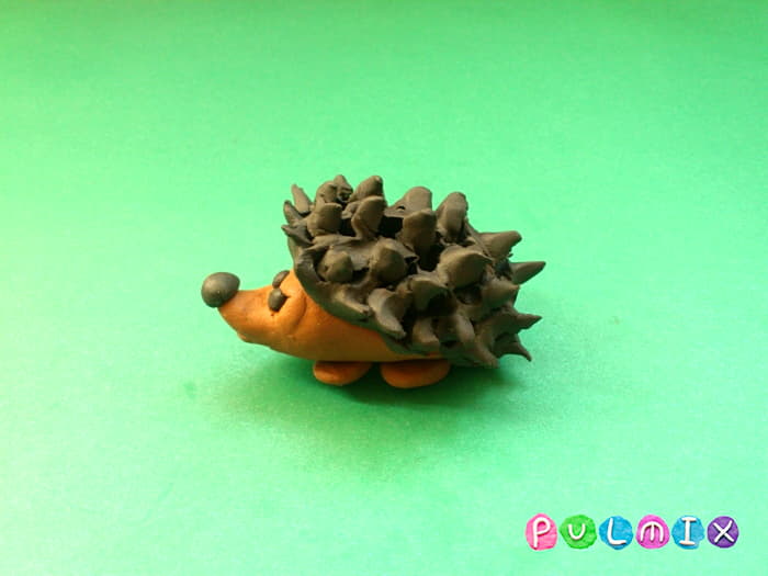 The plasticine hedgehog craft is ready. The animal has been fulfilled 