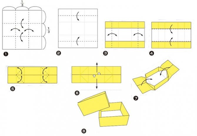 Step-by-step assembly of a cabinet for a dollhouse using the origami technique