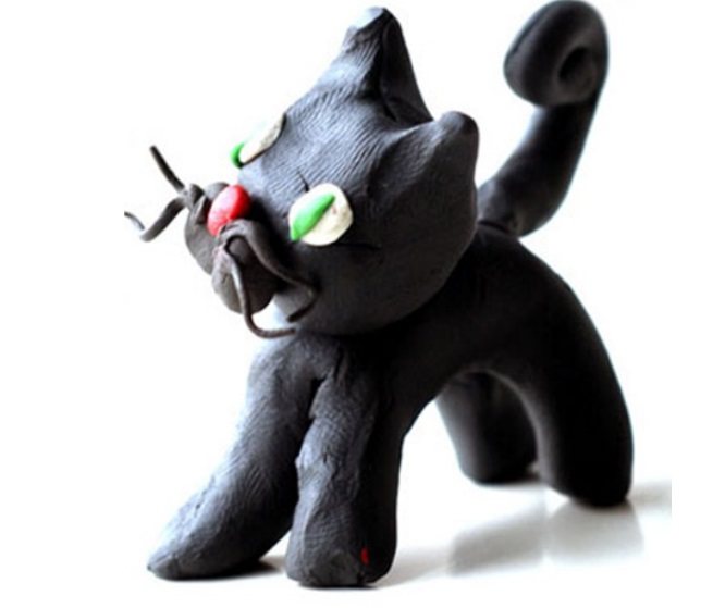 Step-by-step lessons for children - how to make a cat from plasticine