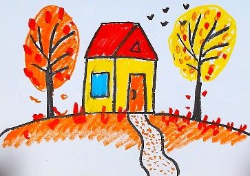 simple autumn drawing for kindergarten