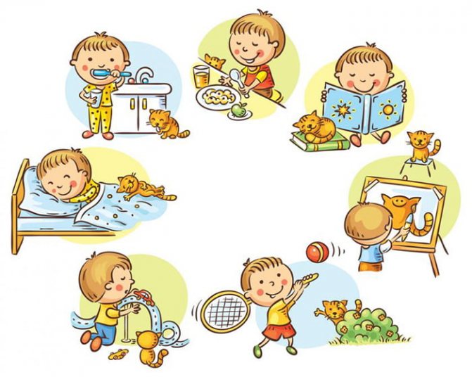 Child&#39;s daily routine in pictures