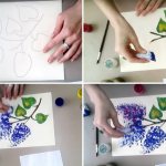 Drawing lilacs with crumpled paper