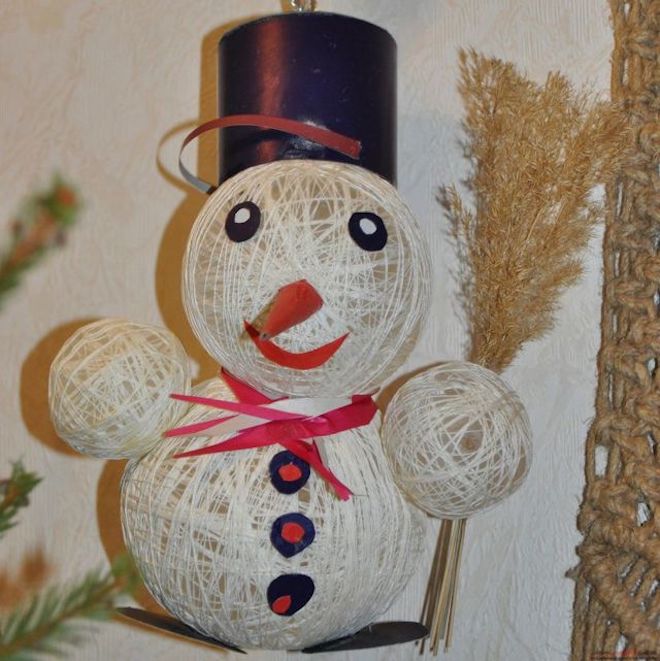 Snowman made of threads