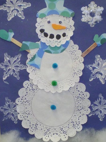 Snowman made from napkins