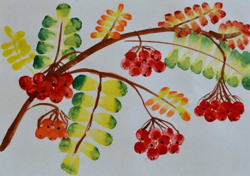 Rowan branch drawing for children step by step