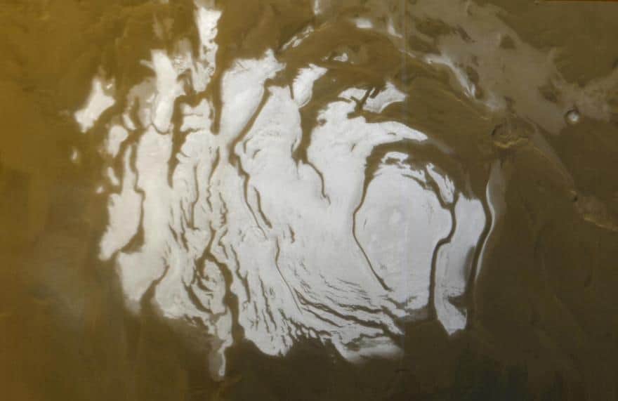 Южная полярная шапка Марса - вид сверху