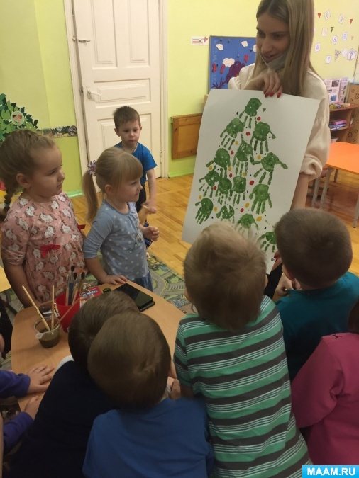Lesson on social and communicative development for younger preschoolers 3–4 years old with drawing elements “Miracle Tree”